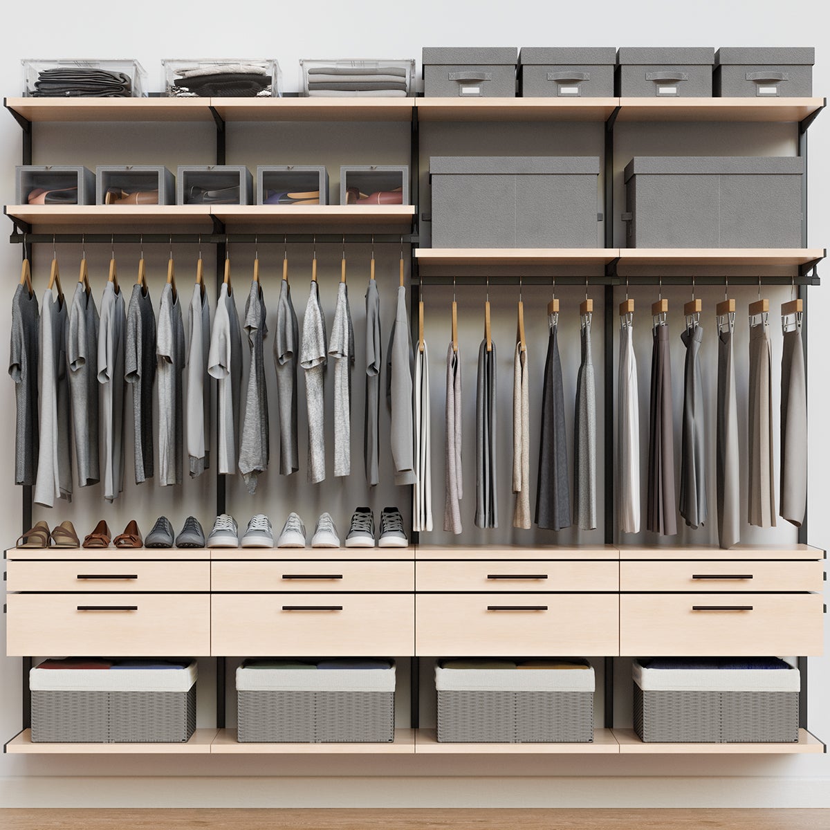 Decor Plus by Elfa 8' Closet with Horizontal Solid Drawers | The