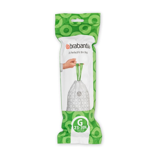 Brabantia Sacchetti Rifiuti Size G (23-30L) – Pacco Da 40 | Extra Forti Con Manico
