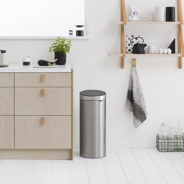 Poubelle De Cuisine Brabantia Touch Bin - 2 X 30 Litres - Blanc - Pied à Pédale - Neuf