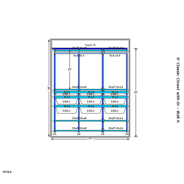 Elfa Classic 6' Platinum Reach-In Closet Solutions