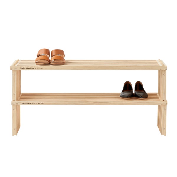 The Container Store Shoji Slatted Wood Shoe Shelf