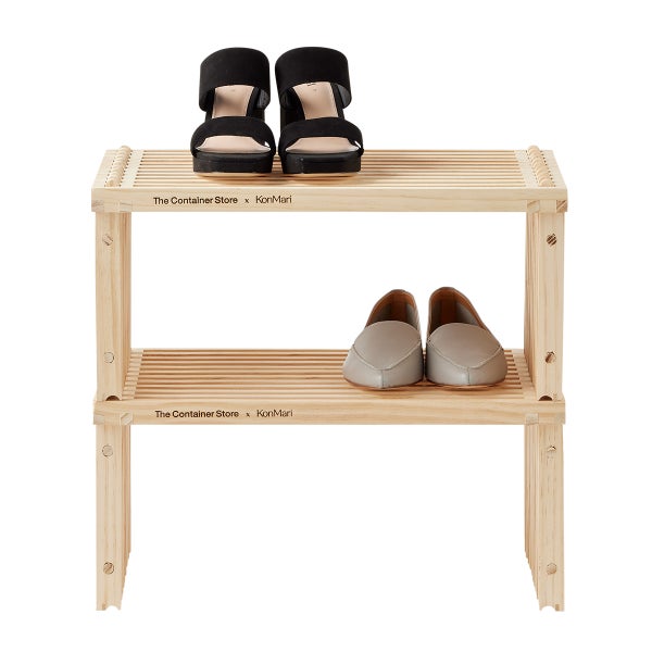 The Container Store Shoji Slatted Wood Shoe Shelf