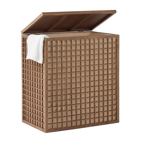 The Container Store Shoji 2-Section Bamboo Hamper