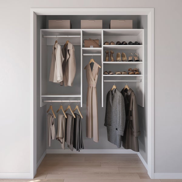 The Container Store Three Section Closet with 24" Add-On Shelves