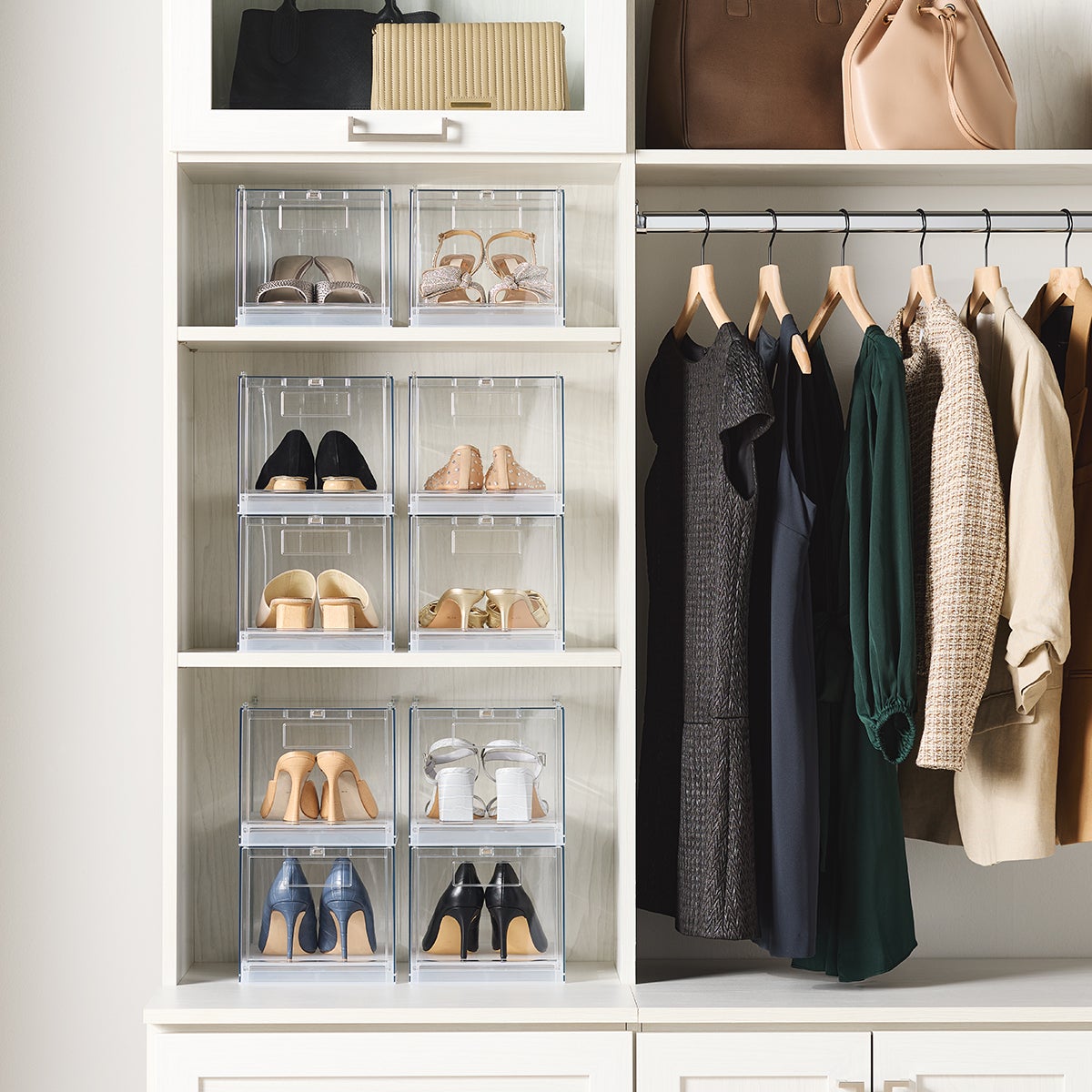 洋服box Everything Organizer Drop-Front Shoe Box | The Container Store