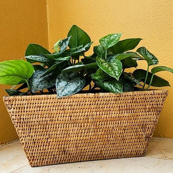 Artifacts Trading Co. Rattan Rectangular Planter with Plastic Insert