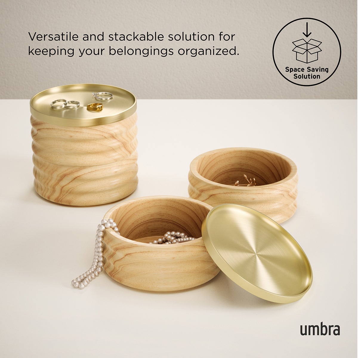 Umbra Tesora Wood Storage Box | The Container Store