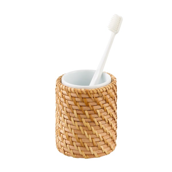 The Container Store Ori Rattan Toothbrush Holder