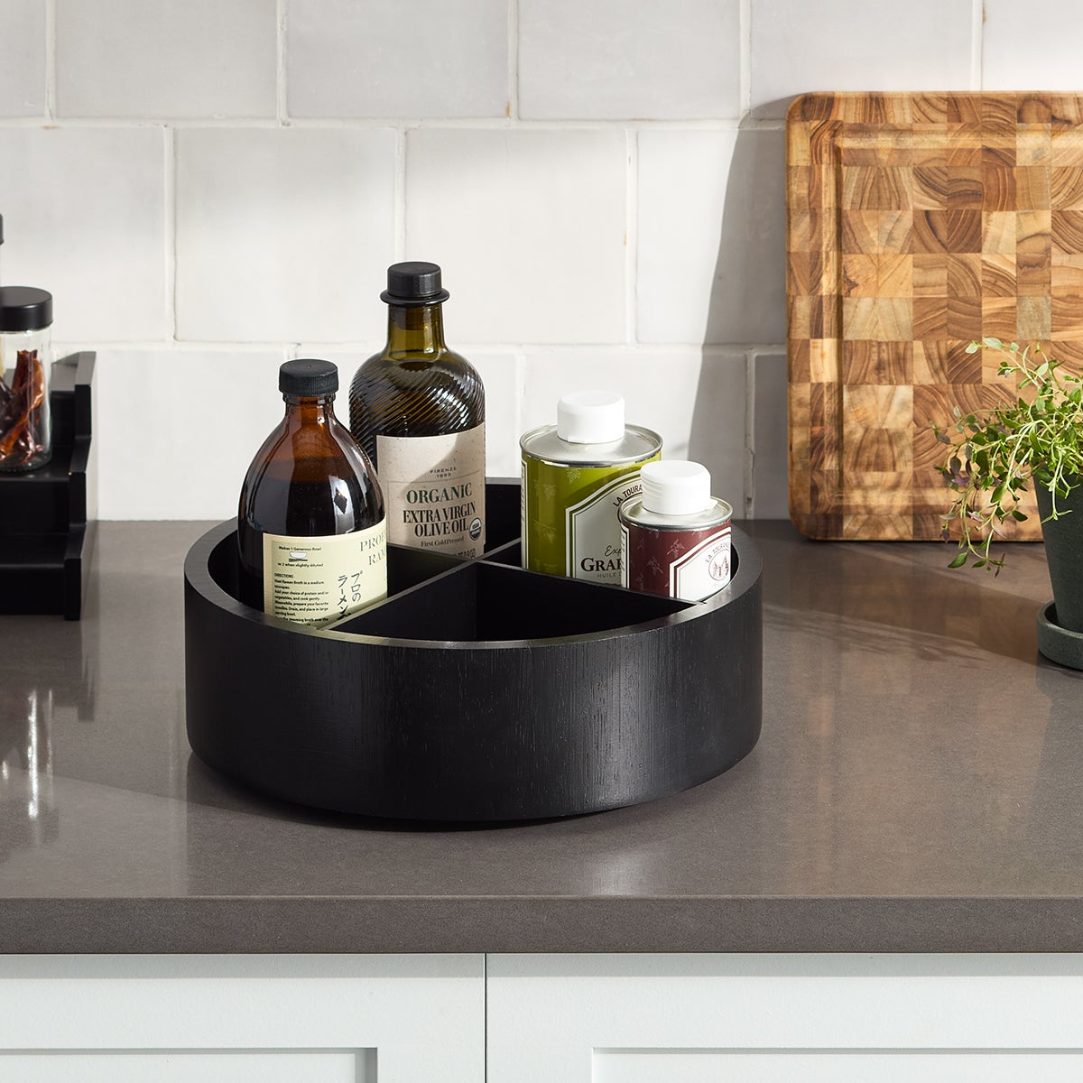 The Container Store Kyoto Bamboo Divided Turntable | The Container