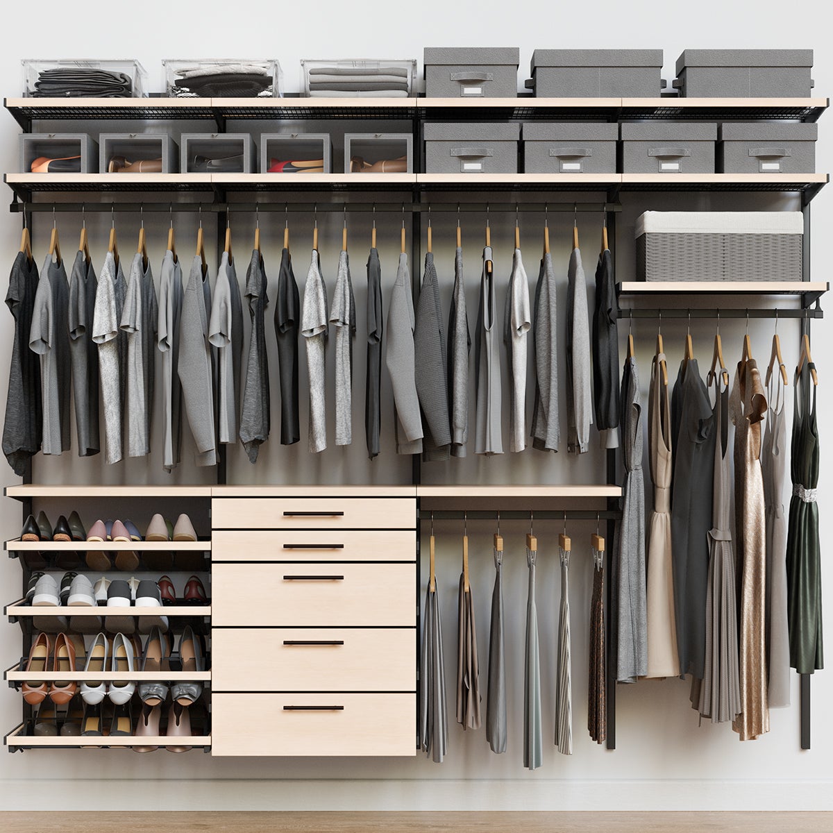 Decor Plus by Elfa 8' Closet with Solid Drawers | The Container Store