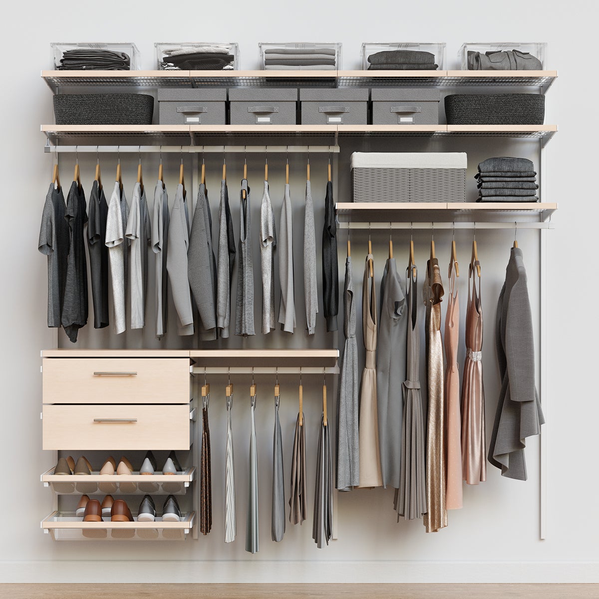 Decor Plus by Elfa 7' Closet with Solid Drawers | The Container Store
