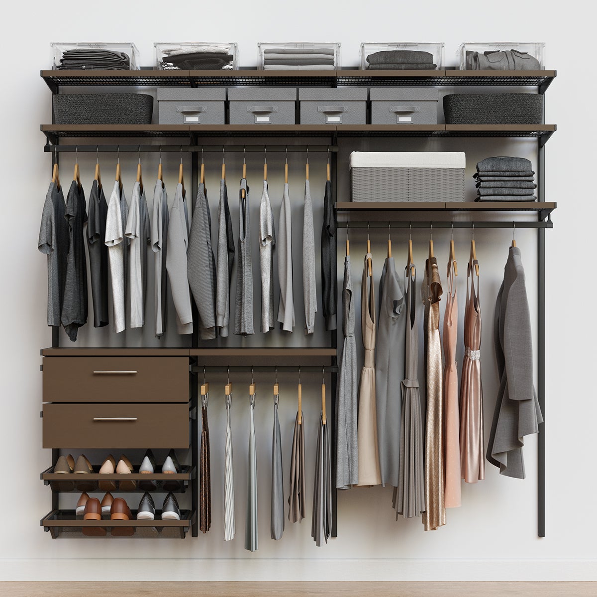 Decor Plus by Elfa 7' Closet with Solid Drawers | The Container Store