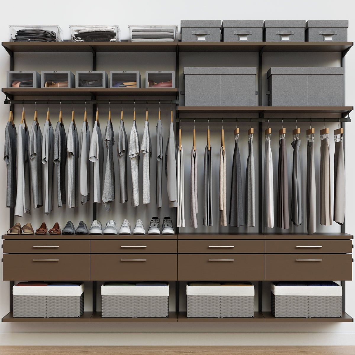 Decor Plus by Elfa 8' Closet with Horizontal Solid Drawers | The