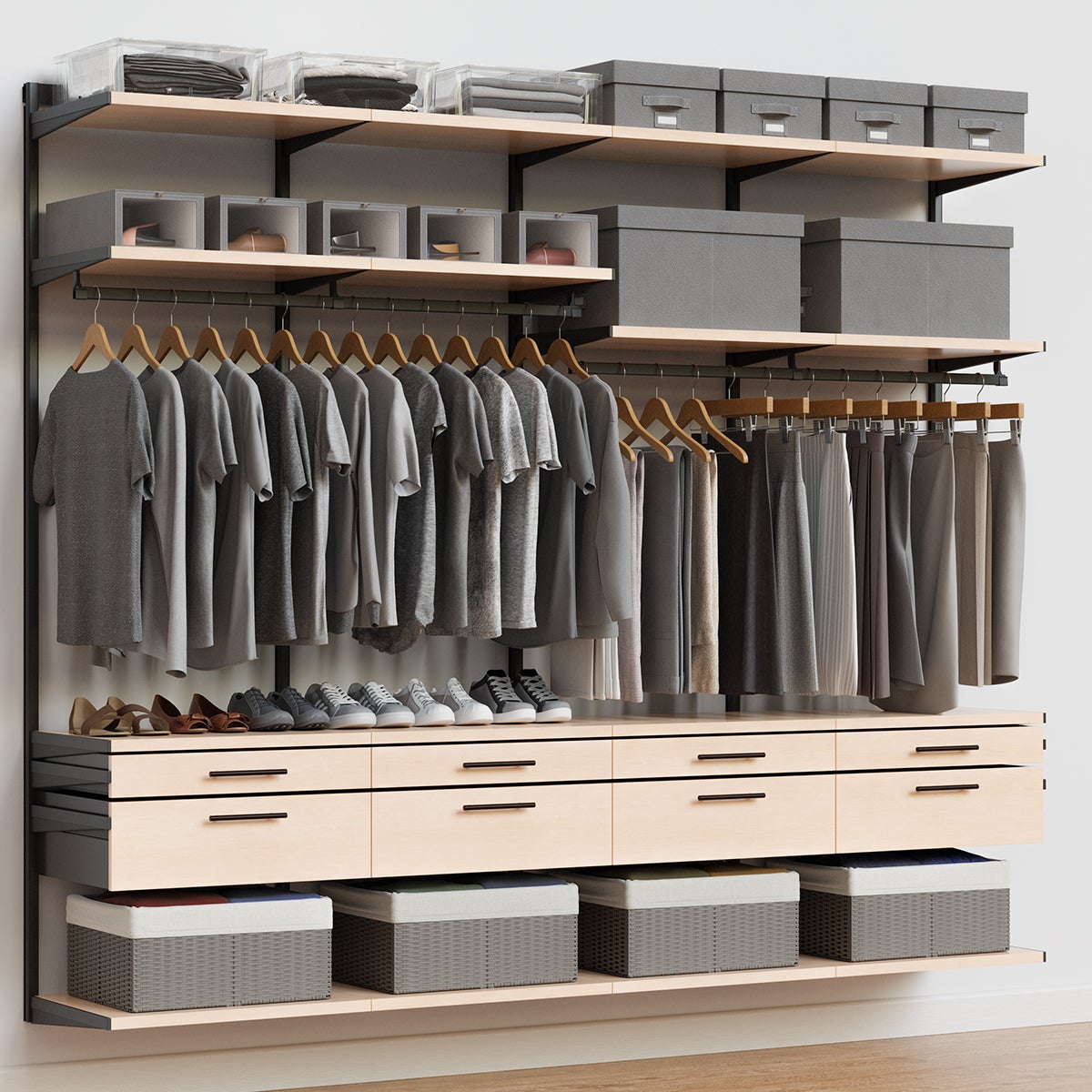 Decor Plus by Elfa 8' Closet with Horizontal Solid Drawers | The