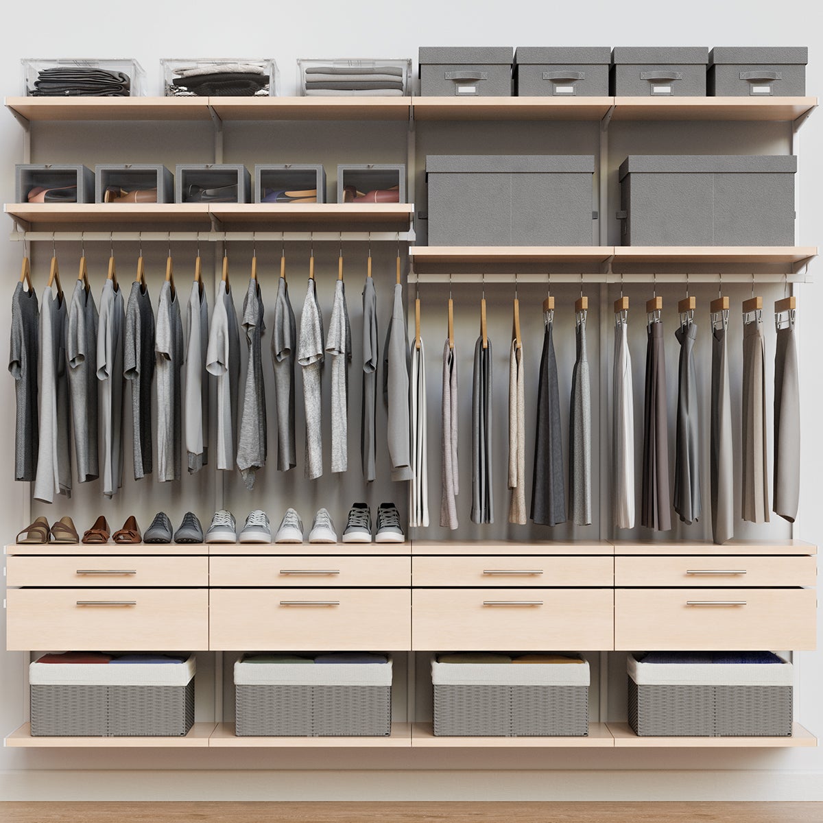 Decor Plus by Elfa 8' Closet with Horizontal Solid Drawers | The