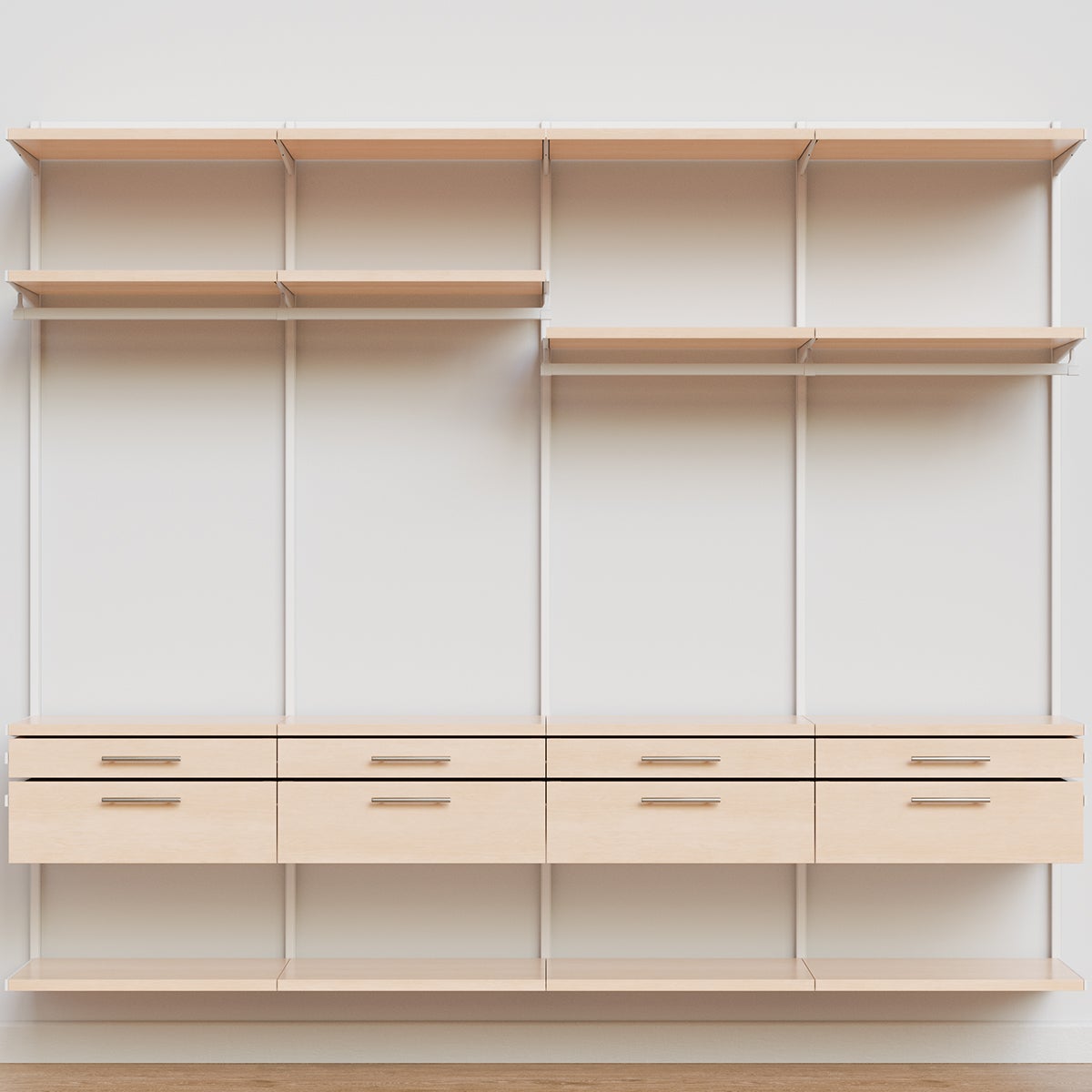 Decor Plus by Elfa 8' Closet with Horizontal Solid Drawers | The