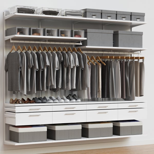 Decor Plus by Elfa 8' Closet with Horizontal Solid Drawers