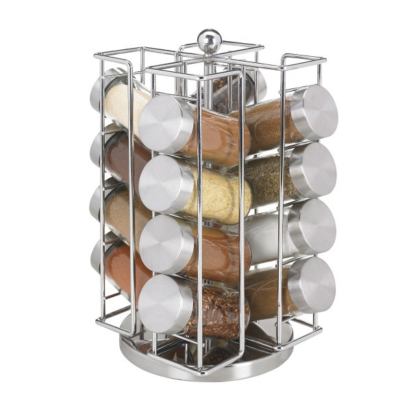 16-Bottle Chrome Revolving Spice Rack