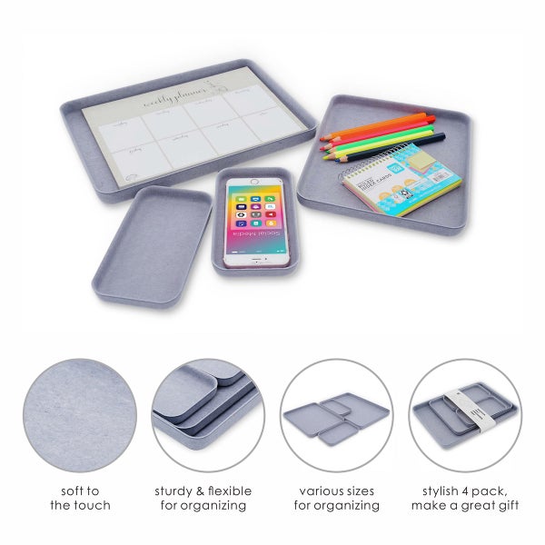 Welaxy 4-Piece Catchall Felt Tray Set