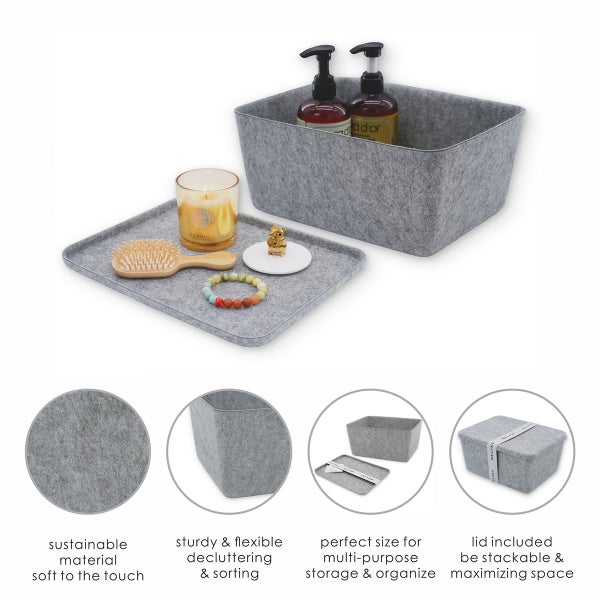 Welaxy Felt Storage Bin with Lid
