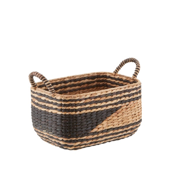 Black & Natural Water Hyacinth Storage Bins