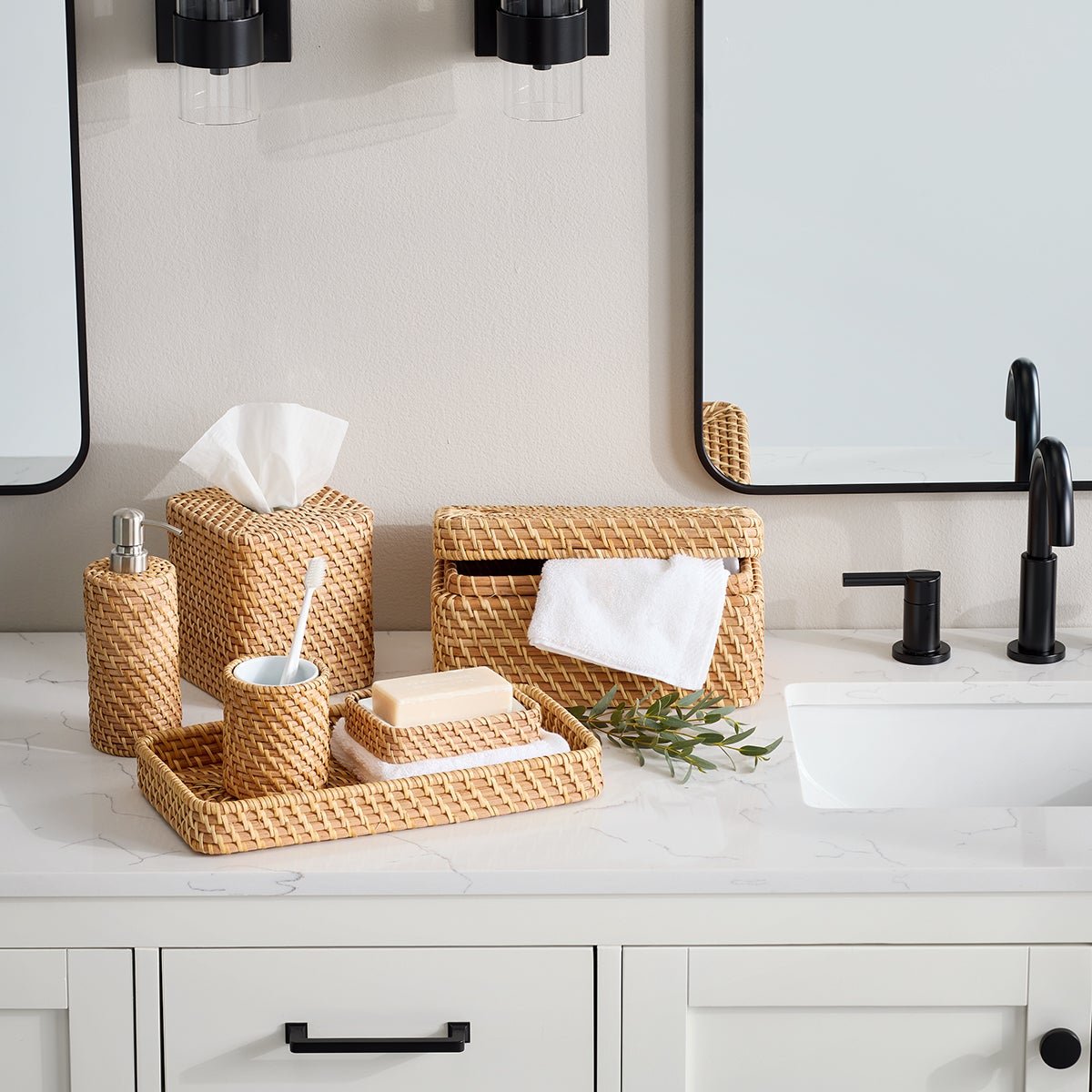 The Container Store Ori Rattan Box with Lid