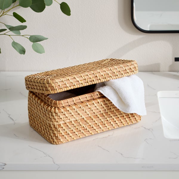 The Container Store Ori Rattan Box with Lid