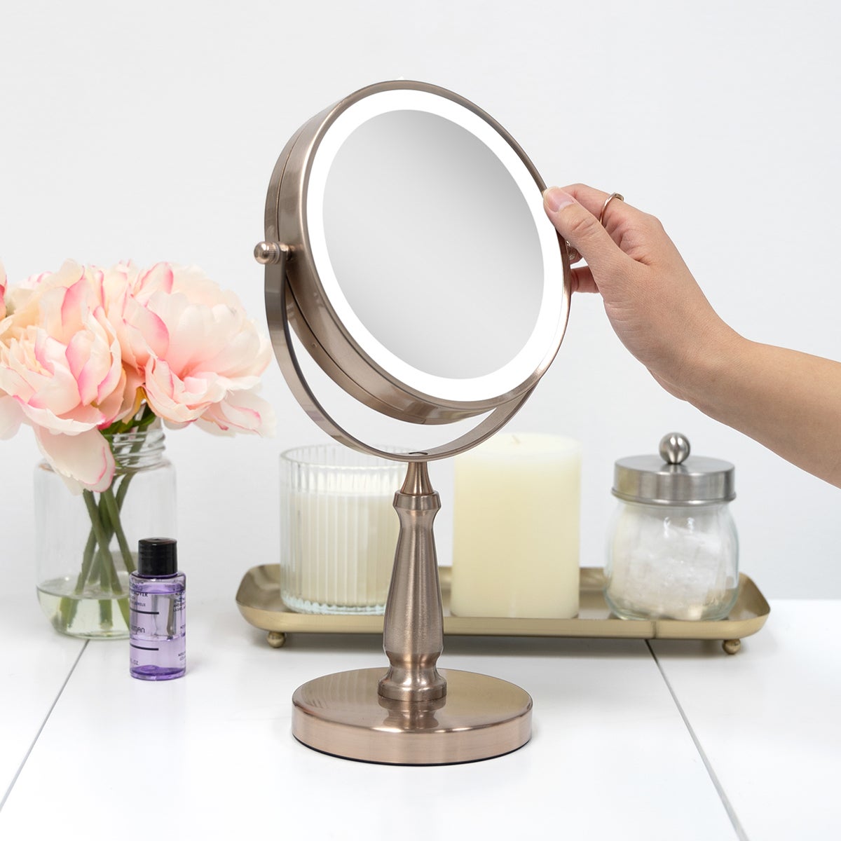 iroiro Shizuku mirror ベージュ （受注販売商品) Zadro 1X/8X LED Swivel Vanity Mirror | The Container Store