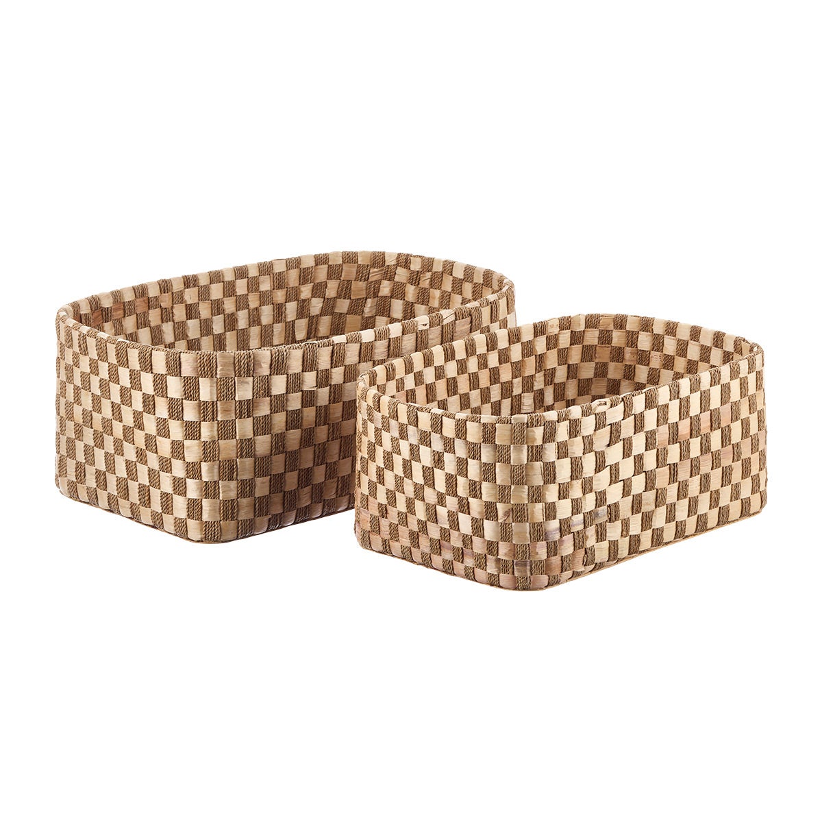 The Container Store Banana Leaf Checkerboard Bin