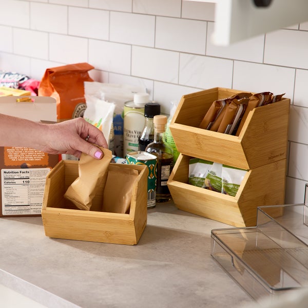 Stackable Bamboo Storage Bins