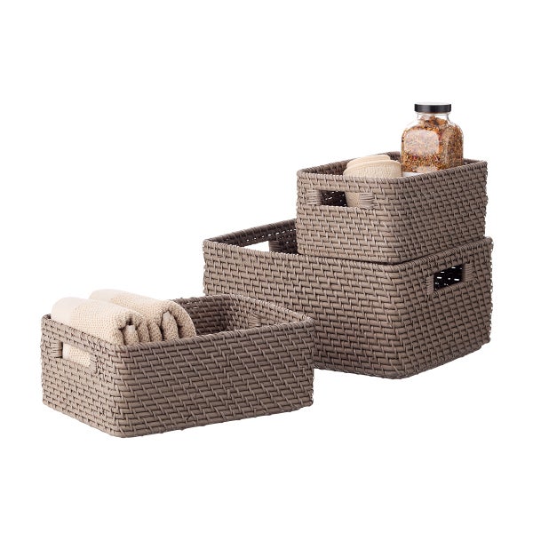 The Container Store Ori Rattan Bin with Handles