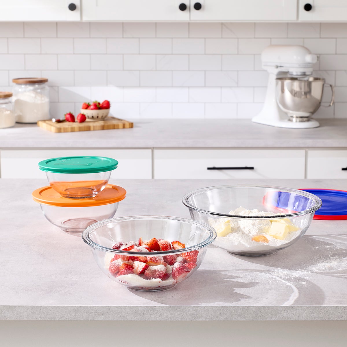 Pyrex Smart Essentials Glass Mixing Bowl Set of