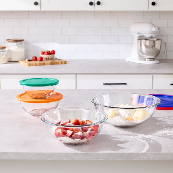 Pyrex Smart Essentials Glass Mixing Bowl Set of