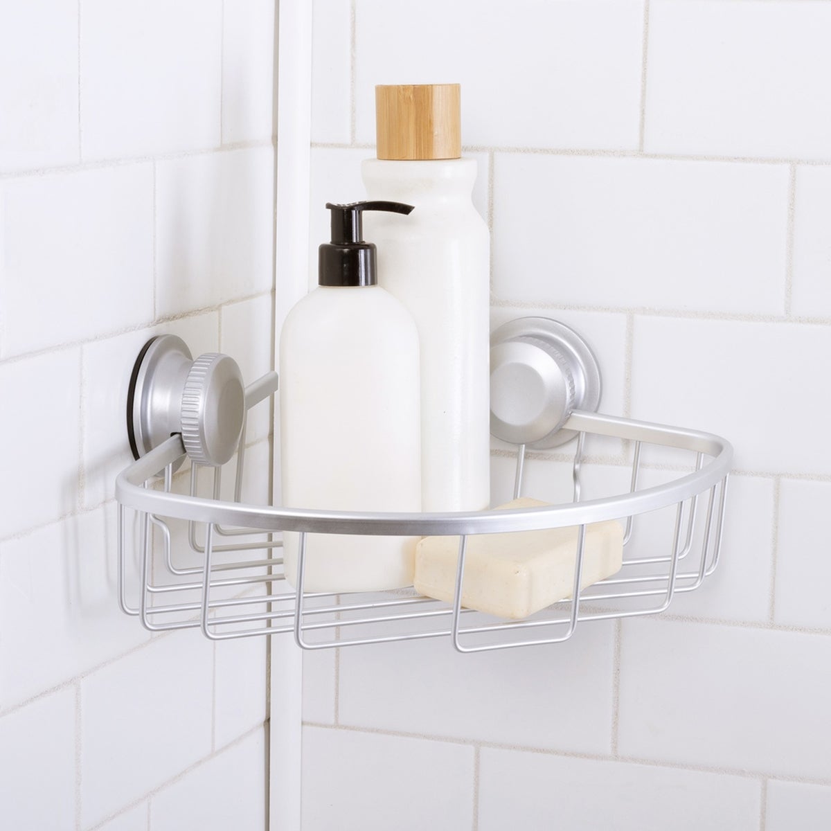 CHUMA’s STORE Moda Aluma Suction Lock Corner Basket | The Container Store