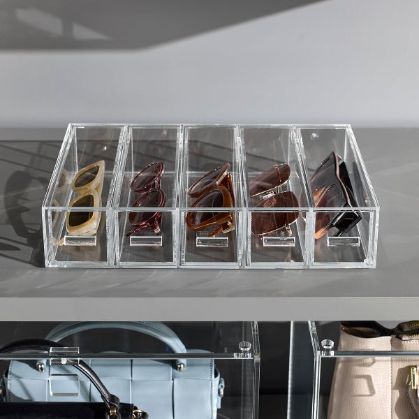 Luxe Acrylic 5-Drawer Glasses Organizer
