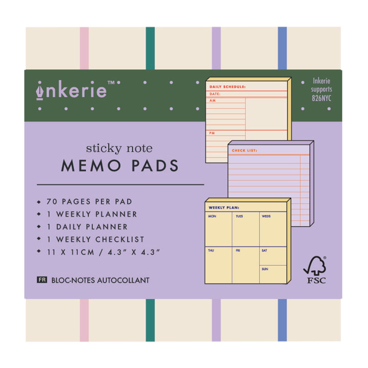 Kikkerland Inkerie Sticky Note Memo Pads