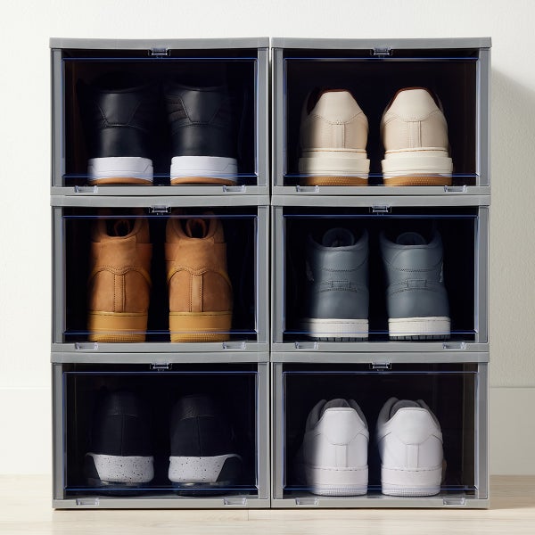 Grey Drop-Front Shoe Boxes