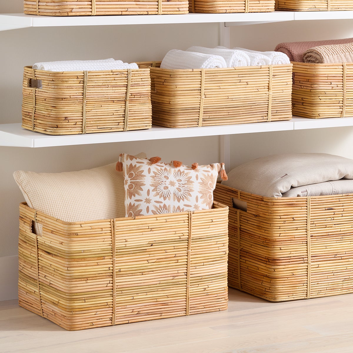 The Container Store Reeded Rattan Bin