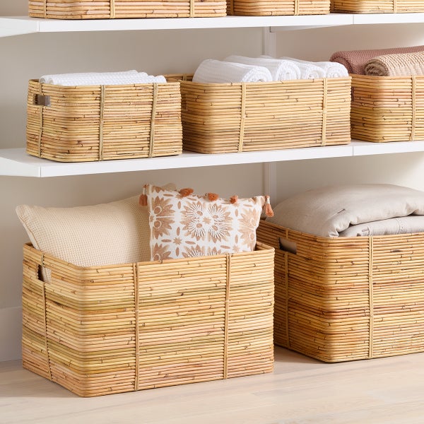 The Container Store Reeded Rattan Bin
