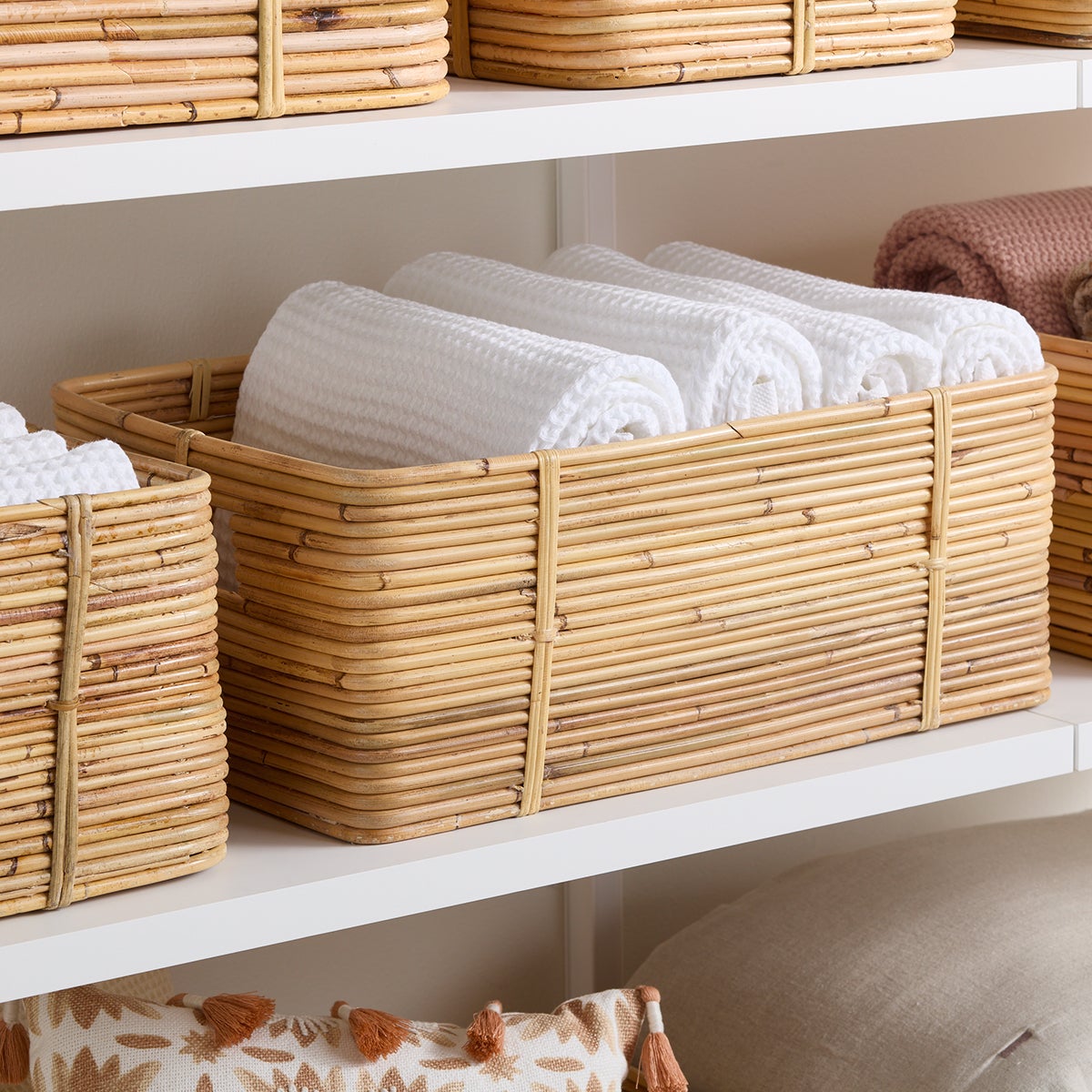 The Container Store Reeded Rattan Bin