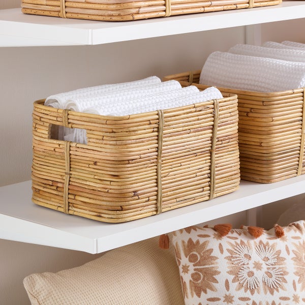 The Container Store Reeded Rattan Bin