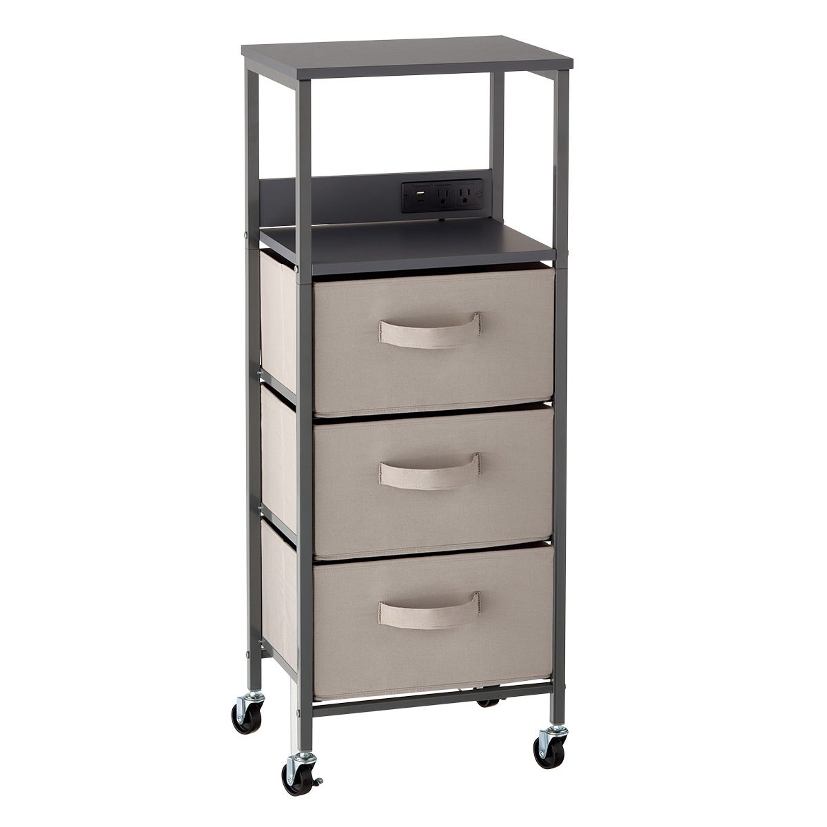 The Container Store 3-Drawer Rolling Cart with Power