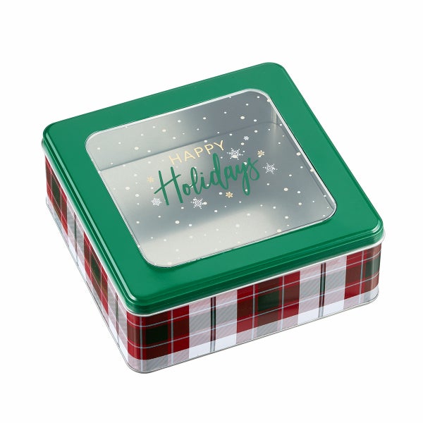 Square Holiday Cookie Tin