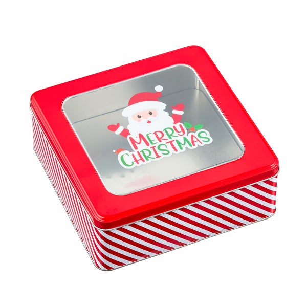 Square Holiday Cookie Tin