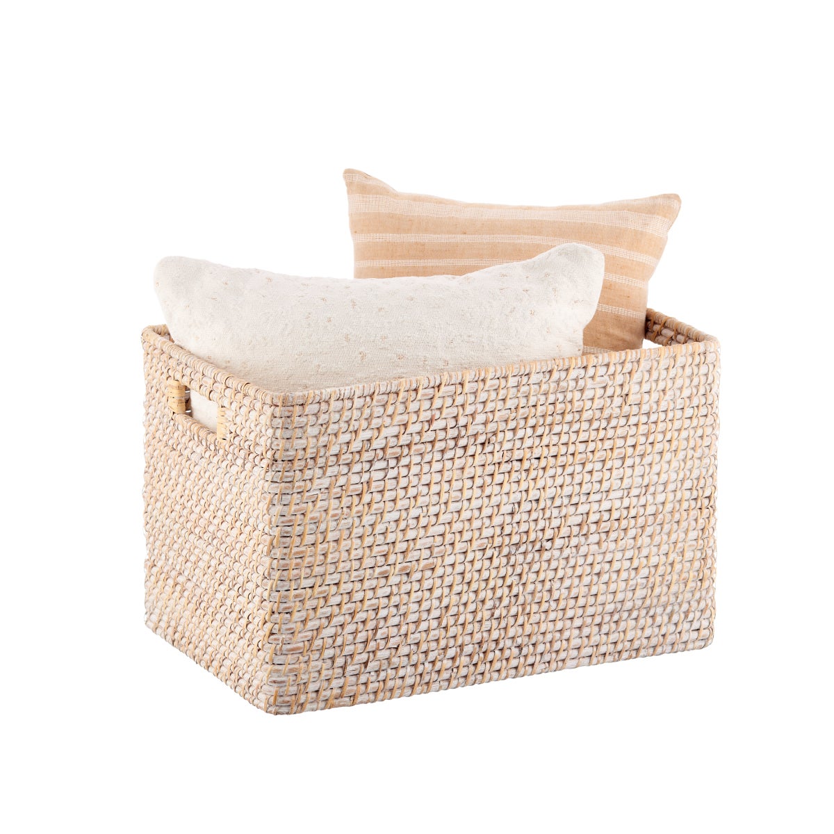 The Container Store Ori Rattan Bin with Handles