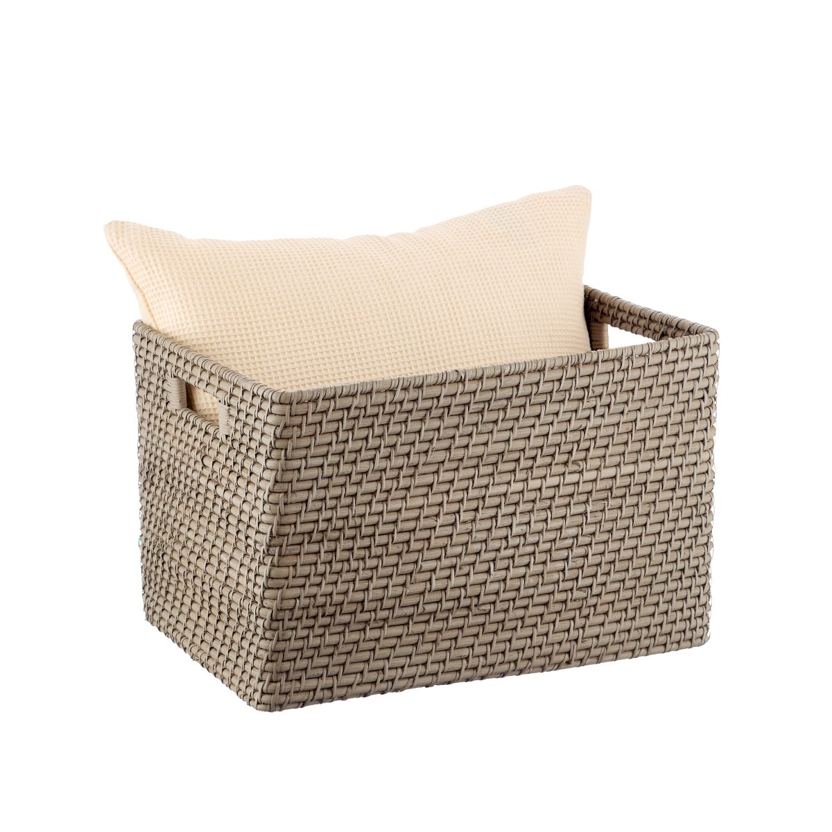 The Container Store Ori Rattan Bin with Handles