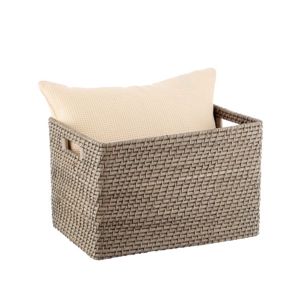The Container Store Ori Rattan Bin with Handles