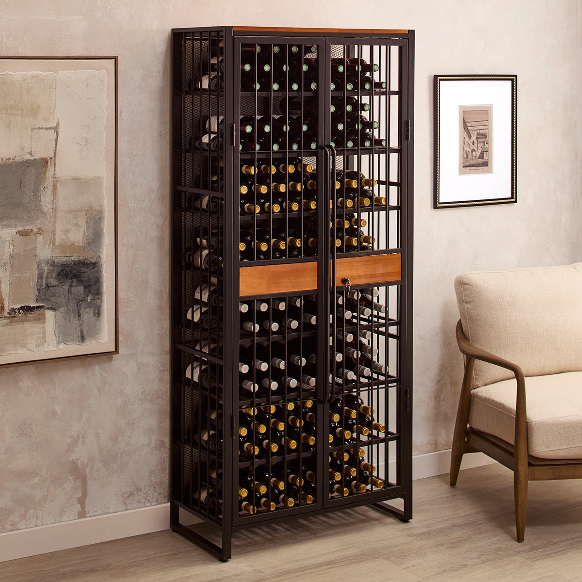Wine Enthusiast 200-Bottle Locking Wine Rack | The Container Store