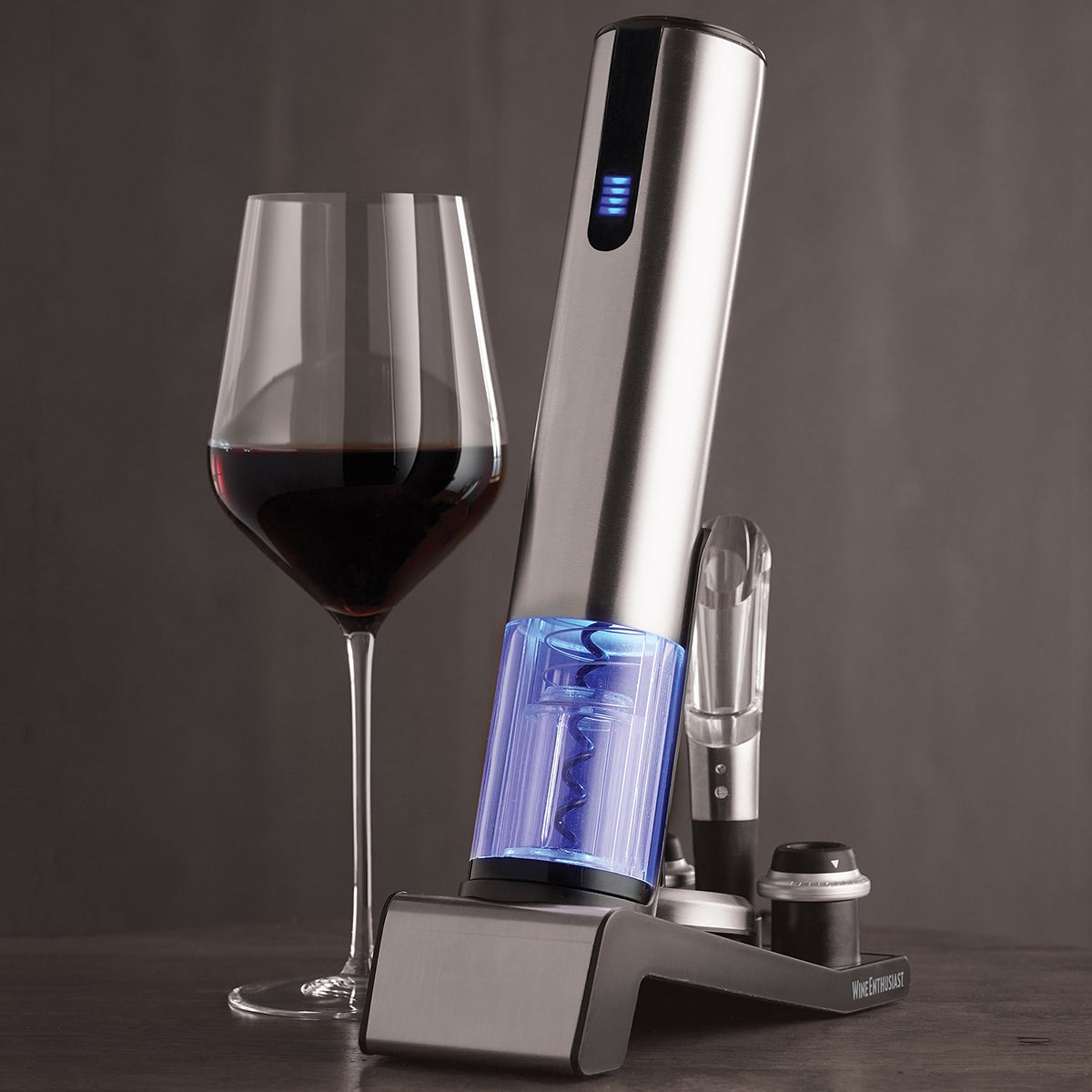 Wine Enthusiast Electric Blue 1 Automatic Wine Opener & Preserver Set - Thumbnail 2