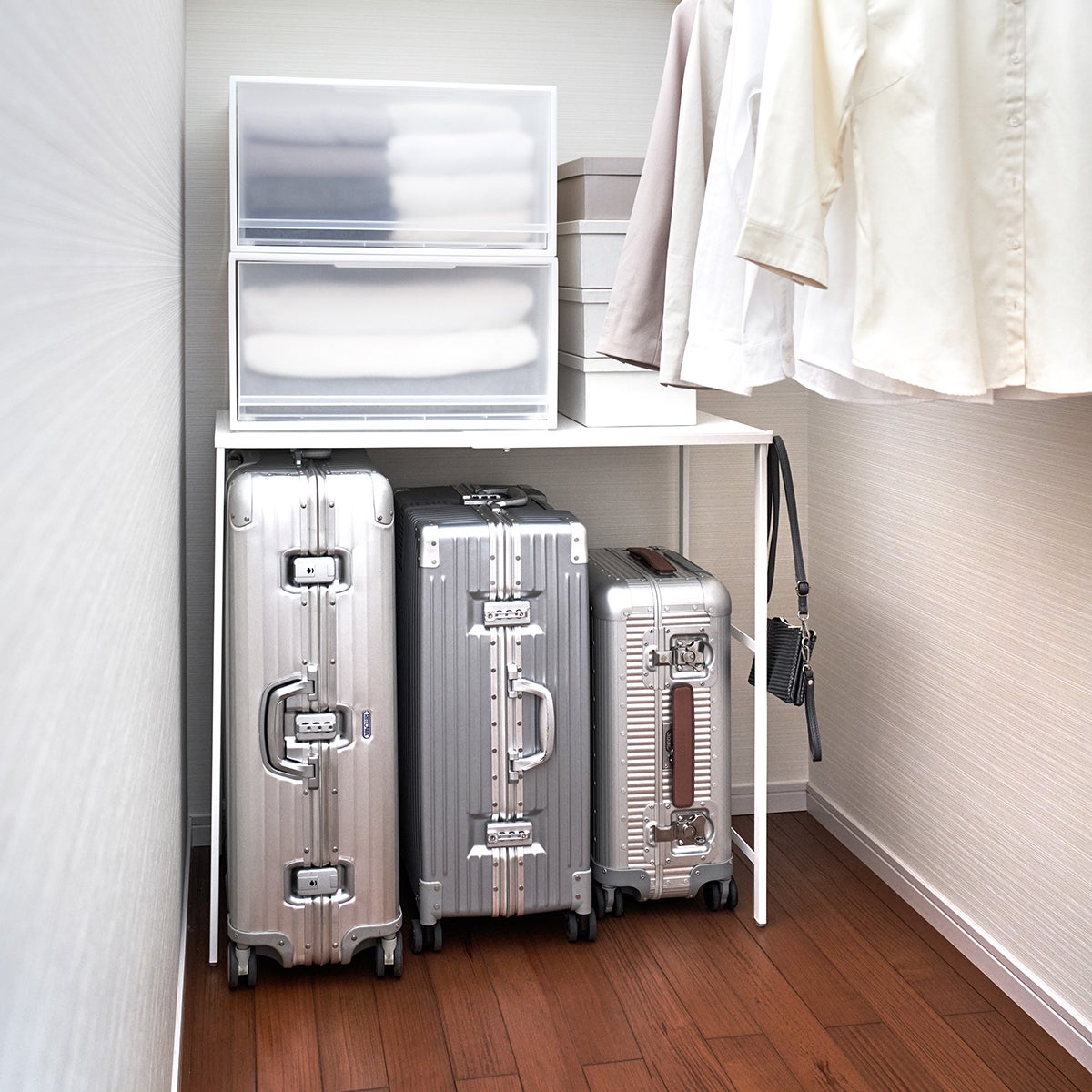Yamazaki Expandable Suitcase Rack | The Container Store